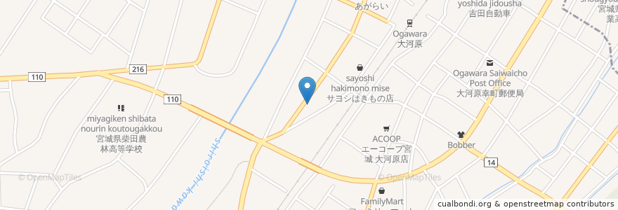 Mapa de ubicacion de 平井内科医院 en Japão, 宮城県, 柴田郡, 大河原町.