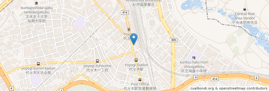 Mapa de ubicacion de Matsuya Yoyogi en Япония, Токио, Синдзюку, Сибуя.