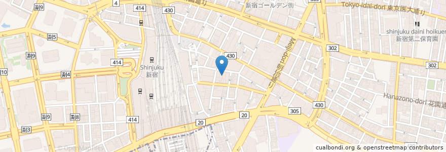 Mapa de ubicacion de Nabe-zo Sukiyaki and Shabu Shabu en Japan, 東京都, 新宿区.