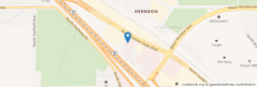 Mapa de ubicacion de Starbucks en Stati Uniti D'America, California, Fresno County, Fresno.