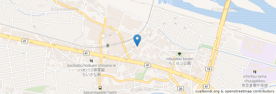 Mapa de ubicacion de 学園食堂 en 일본, 도쿄도, 多摩市.