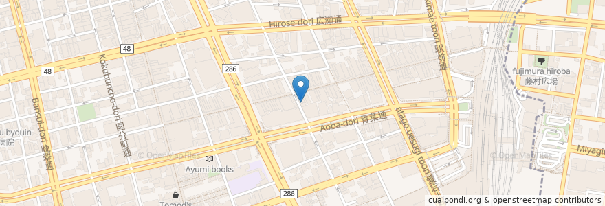 Mapa de ubicacion de 牛たん炭焼 利久 中央通り店 en Japón, Prefectura De Miyagi, 仙台市, 青葉区.