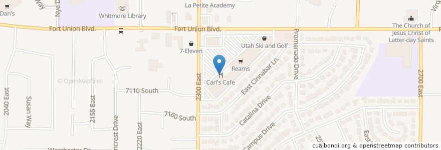 Mapa de ubicacion de Carl's Cafe en アメリカ合衆国, ユタ州, Salt Lake County, Cottonwood Heights.