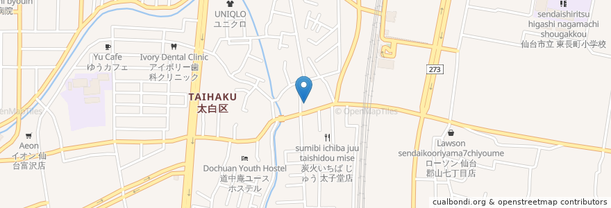 Mapa de ubicacion de 太子堂薬局 en Japonya, 宮城県, 仙台市, 太白区.