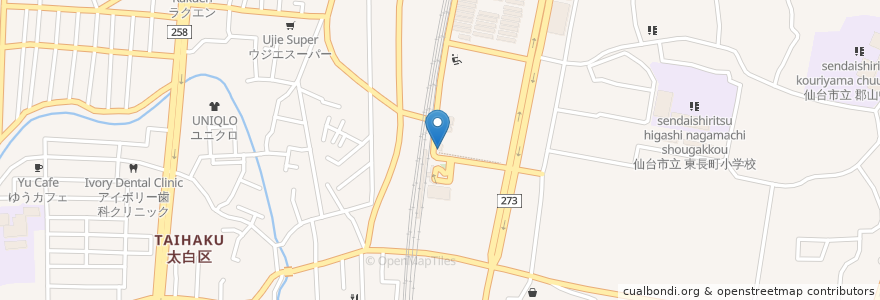 Mapa de ubicacion de ふる里 en 日本, 宮城県, 仙台市, 太白区.