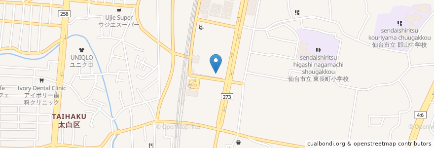 Mapa de ubicacion de 太子堂駅前ひふ科 en Japon, Préfecture De Miyagi, 仙台市, 太白区.