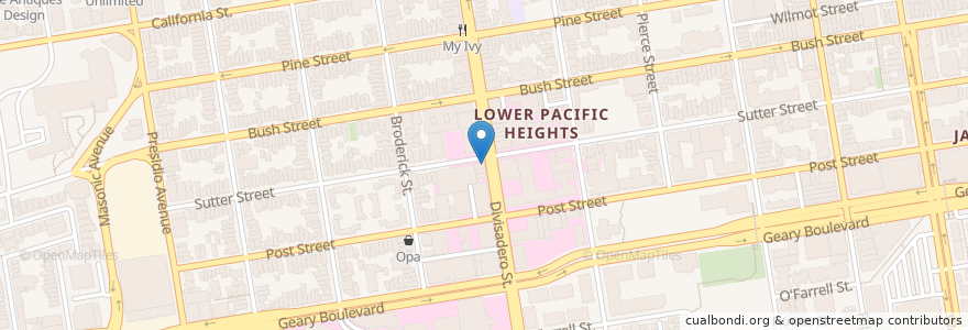 Mapa de ubicacion de Pete's Deli & Cafe en 美利坚合众国/美利堅合眾國, 加利福尼亚州/加利福尼亞州, 旧金山市县/三藩市市縣/舊金山市郡, 旧金山.
