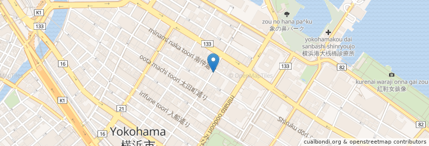 Mapa de ubicacion de Zip en Japon, Préfecture De Kanagawa, 横浜市, 中区.