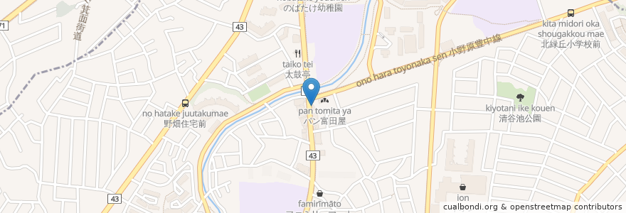 Mapa de ubicacion de オレンジ薬局 緑丘店 en Japan, 大阪府, 豊中市.