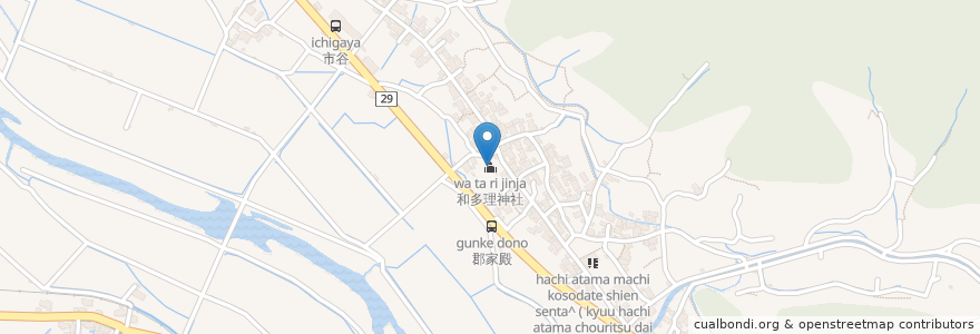 Mapa de ubicacion de 和多理神社 en اليابان, توتوري, 八頭郡, 八頭町.