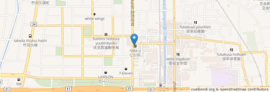 Mapa de ubicacion de なか卯 en Japon, Préfecture De Kyoto, 京都市, 伏見区.