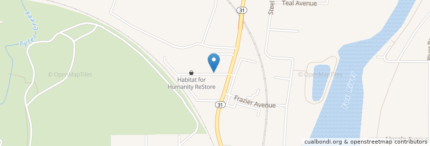 Mapa de ubicacion de Fox Valley Flea Market en États-Unis D'Amérique, Illinois, Elgin, Kane County.