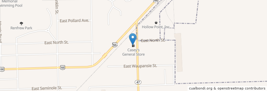 Mapa de ubicacion de Casey's General Store en Estados Unidos De América, Illinois, Livingston County, Dwight.
