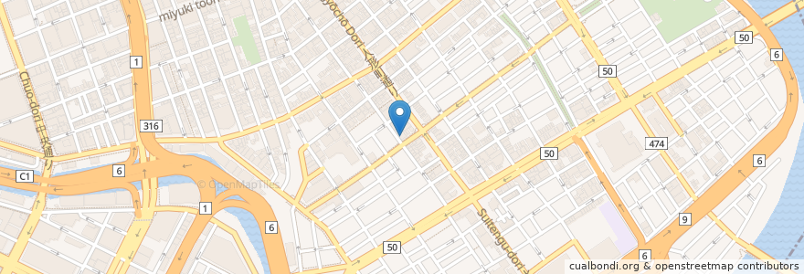 Mapa de ubicacion de Tamahide en Japonya, 東京都, 中央区.