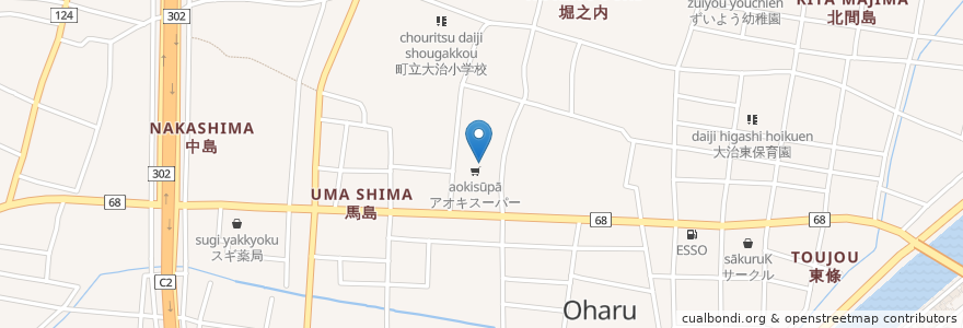 Mapa de ubicacion de 大治町 en 日本, 愛知県, 海部郡, 大治町.