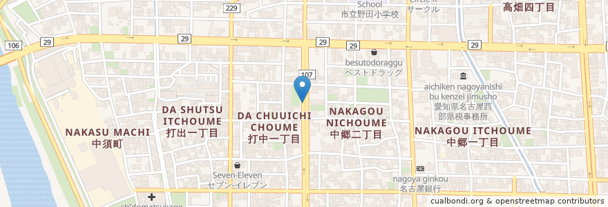 Mapa de ubicacion de 中川区 en ژاپن, 愛知県, 名古屋市, 中川区.