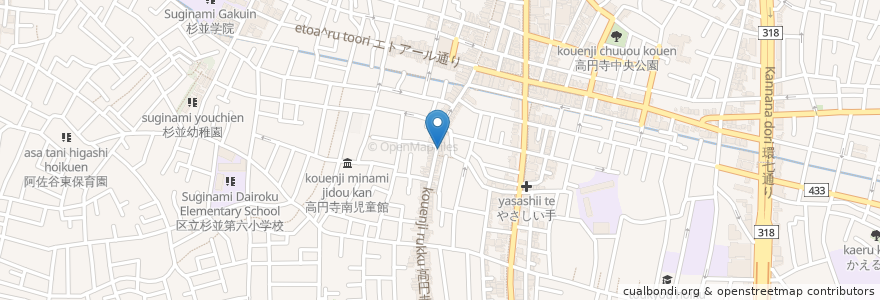 Mapa de ubicacion de 興産信用金庫 高円寺支店 en Japão, Tóquio, 杉並区.