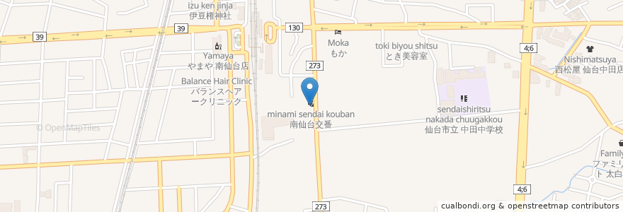 Mapa de ubicacion de 南仙台交番 en Japonya, 宮城県, 仙台市, 太白区.