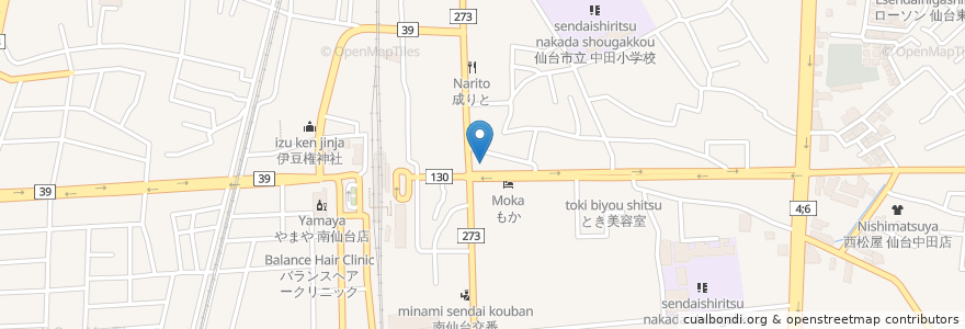 Mapa de ubicacion de 七十七銀行 en 日本, 宫城县, 仙台市, 太白区.