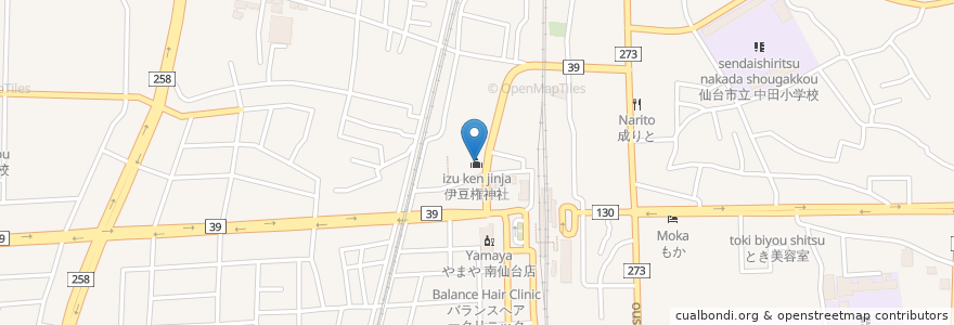 Mapa de ubicacion de 伊豆権神社 en Jepun, 宮城県, 仙台市, 太白区.