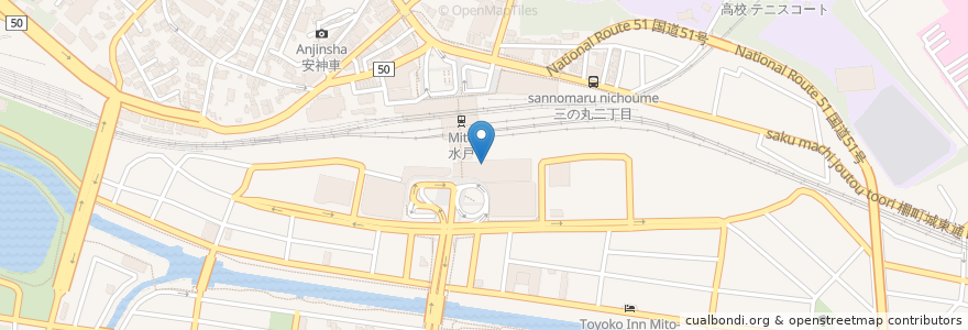 Mapa de ubicacion de つけめんTETSU en 일본, 이바라키현, 水戸市.