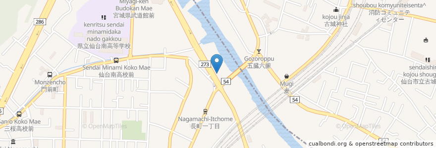 Mapa de ubicacion de 橋姫神社 en 日本, 宮城県, 仙台市, 太白区.
