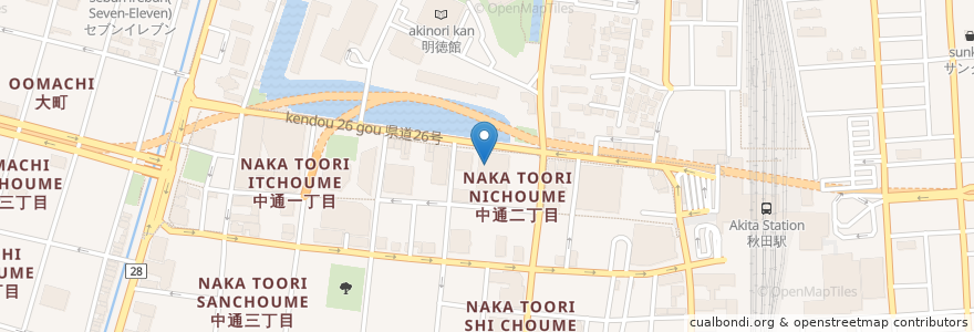 Mapa de ubicacion de 札幌かに本家　秋田店 en Japan, Akita Prefecture, Akita.