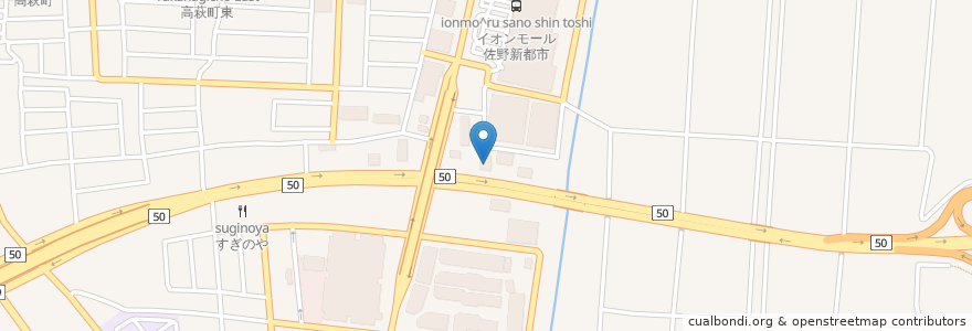 Mapa de ubicacion de かっぱ寿司 en Japan, Präfektur Tochigi, 佐野市.