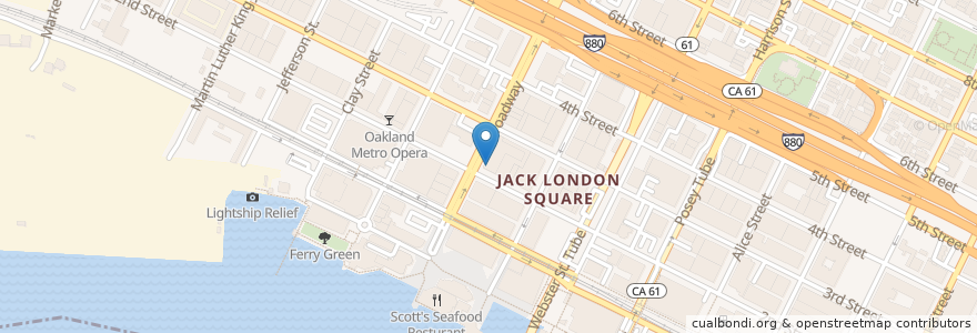 Mapa de ubicacion de Starbucks en Verenigde Staten, Californië, Alameda County, Oakland.
