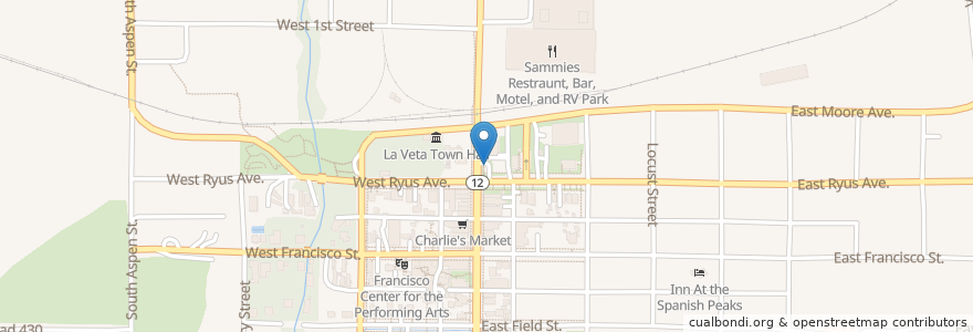 Mapa de ubicacion de ATM en Stati Uniti D'America, Colorado, Huerfano County, La Veta.