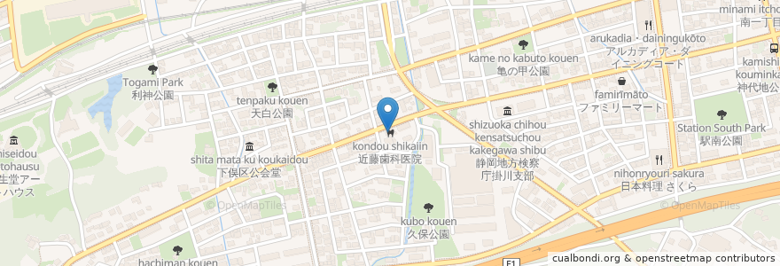 Mapa de ubicacion de 近藤歯科医院 en Japonya, 静岡県, 掛川市.