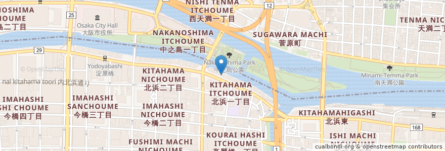 Mapa de ubicacion de 北浜メトロ en 日本, 大阪府, 大阪市, 中央区, 北区.
