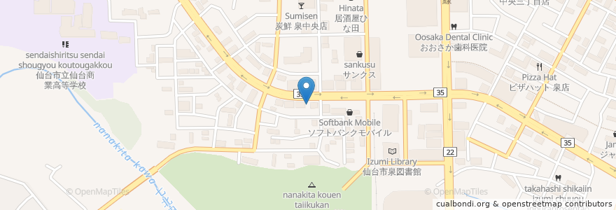 Mapa de ubicacion de 秋田銀行 仙台泉中央支店 en Japonya, 宮城県, 仙台市, 泉区.