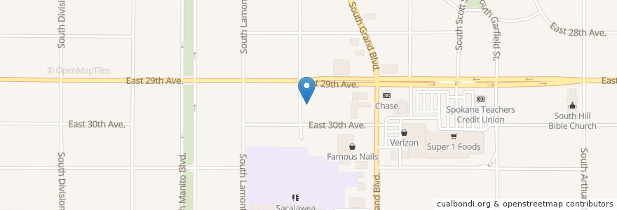 Mapa de ubicacion de Southside Christian School en 美利坚合众国/美利堅合眾國, 华盛顿州 / 華盛頓州, Spokane County, Spokane.
