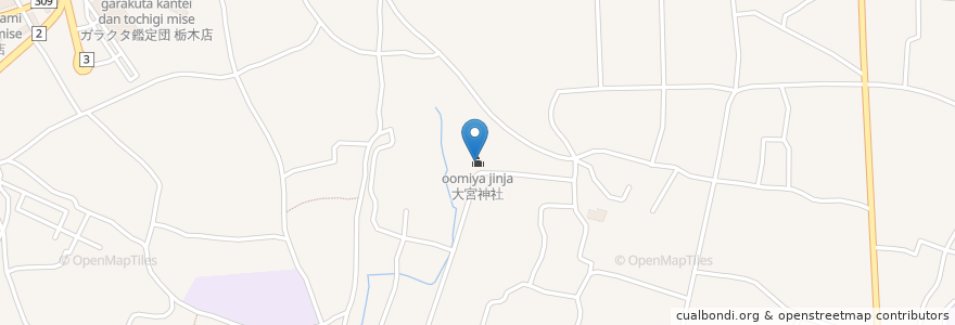 Mapa de ubicacion de 大宮神社 en اليابان, 栃木県, 栃木市.