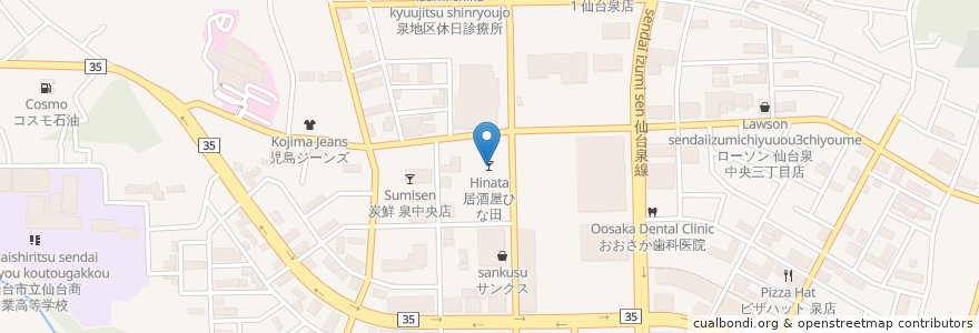 Mapa de ubicacion de 居酒屋ひな田 en 일본, 미야기현, 仙台市, 泉区.