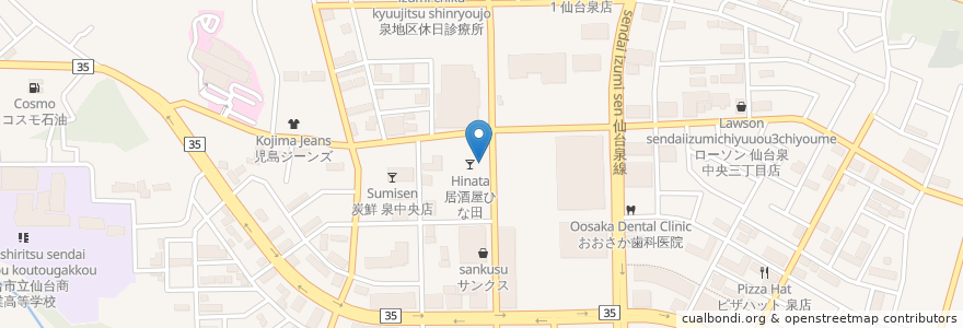 Mapa de ubicacion de アドニス en Japón, Prefectura De Miyagi, 仙台市, 泉区.