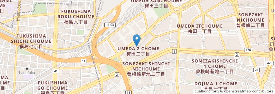 Mapa de ubicacion de ザ クリームティーズ スプーンファームハウス en 日本, 大阪府, 大阪市, 北区.