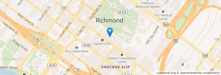 Mapa de ubicacion de Lewis F. Powell, Jr. United States Courthouse Annex en アメリカ合衆国, バージニア州, Richmond City.