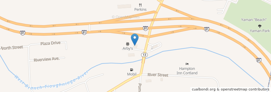 Mapa de ubicacion de Friendly's en 미국, 뉴욕, Cortland County, Cortlandville Town, Cortland.