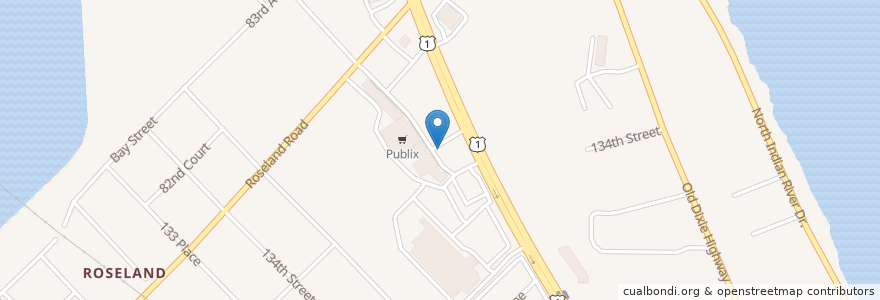 Mapa de ubicacion de Aunt Louise Pizza en ایالات متحده آمریکا, فلوریدا, Indian River County.