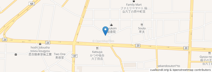 Mapa de ubicacion de 六丁の目マザーグース保育園 en اليابان, 宮城県, 仙台市, 若林区.