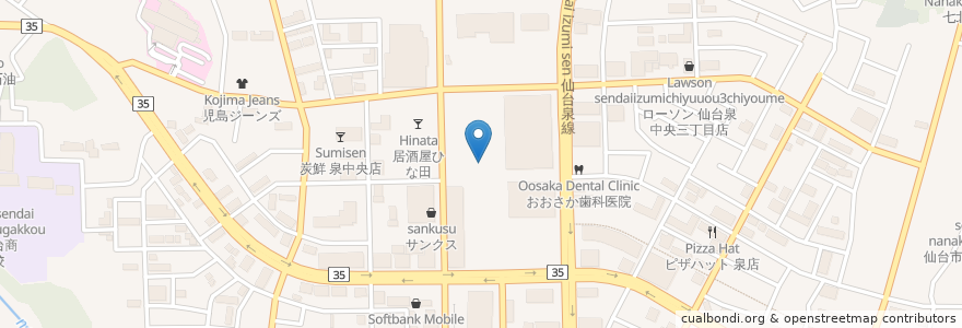 Mapa de ubicacion de Kirayaka Bank Izumi Chuo Branch en Japan, Miyagi Prefecture, Sendai, Izumi Ward.