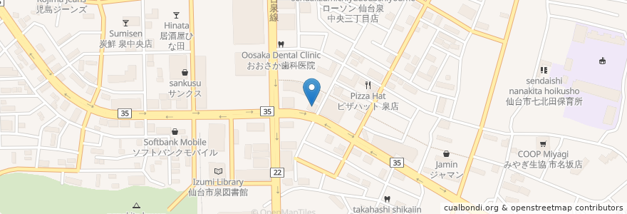 Mapa de ubicacion de エネオス en Japan, Präfektur Miyagi, 仙台市, 泉区.