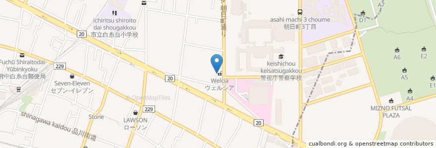 Mapa de ubicacion de ウェルシア en Japon, Tokyo, 府中市.
