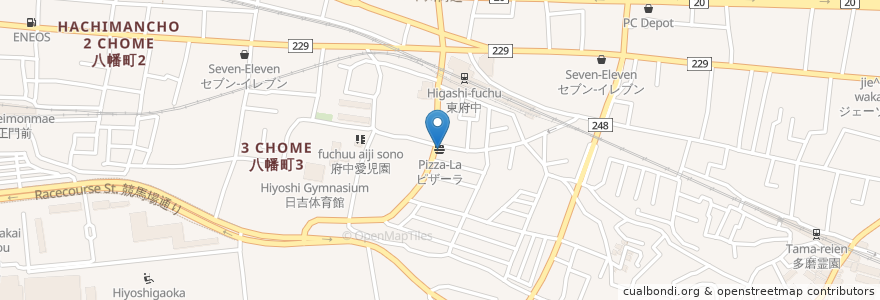 Mapa de ubicacion de ピザーラ en 일본, 도쿄도, 府中市.