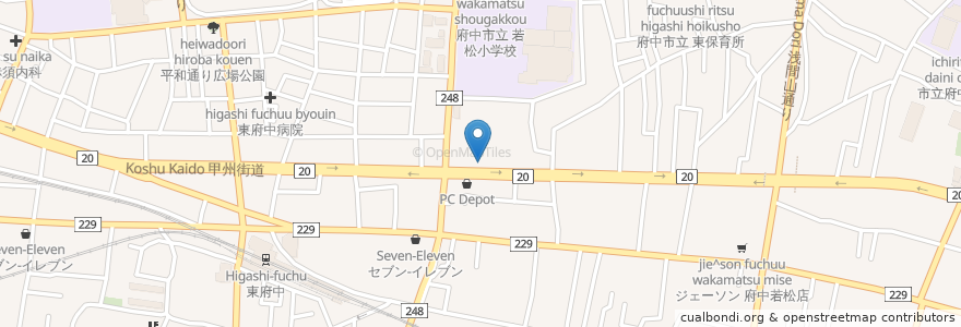 Mapa de ubicacion de マクドナルド en اليابان, 東京都, 府中市.