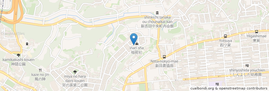 Mapa de ubicacion de 若雷神社 en اليابان, كاناغاوا, 横浜市, 港北区.