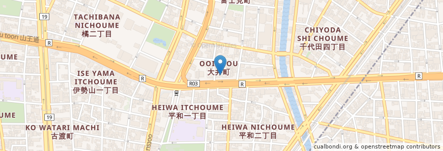 Mapa de ubicacion de かねまきクリニック en اليابان, 愛知県, 名古屋市, 中区.