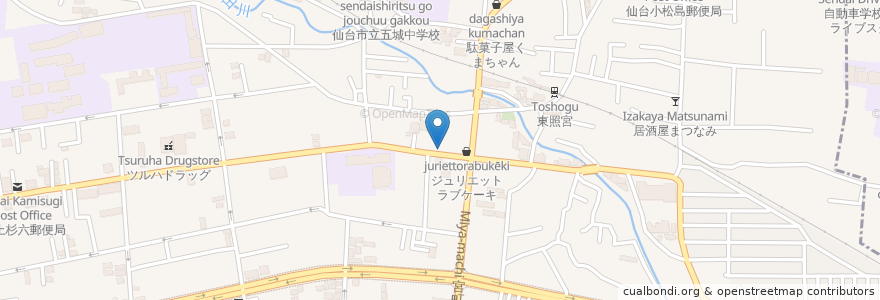 Mapa de ubicacion de 洋食酒場Spunto en Japón, Prefectura De Miyagi, 仙台市, 青葉区.